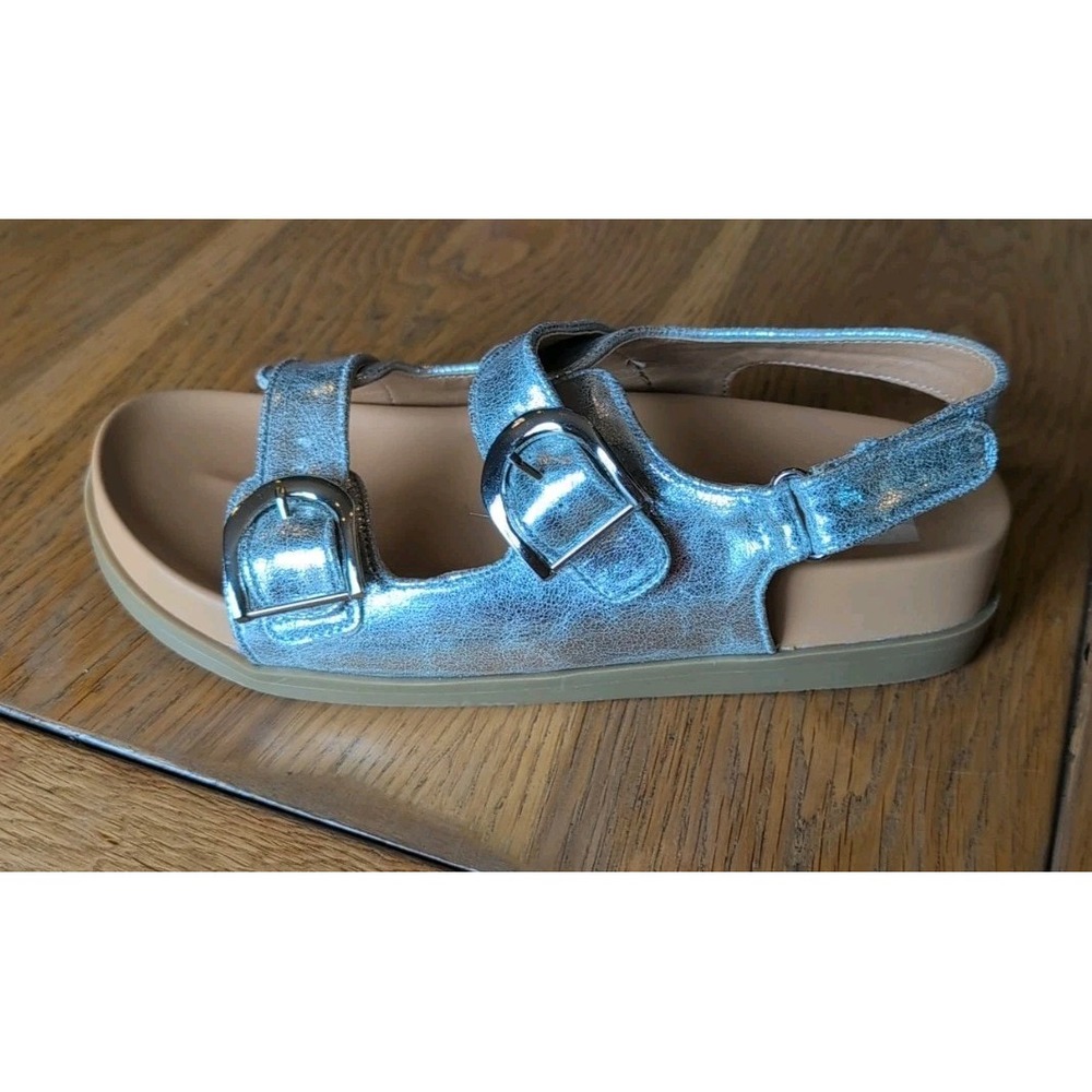 Dolce Vita Women's Alameda Sandal Silver Size 9 Buckle, Hook & Loop Comfort EUC - Picture 3 of 10